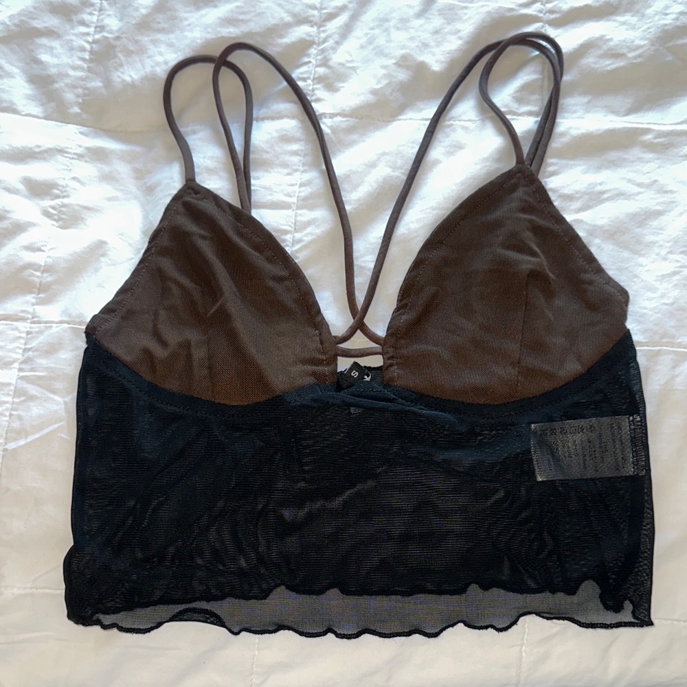 Motel Rocks Brown and Black Crop Top